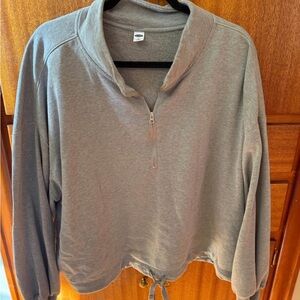 Old Navy Light Gray Quarter-Zip Drawstring Pullover